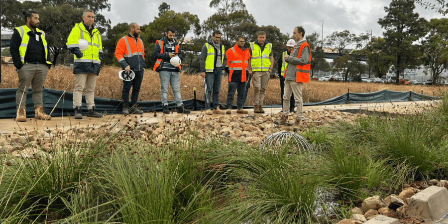 group shot of attendees at rain garden design workshop may 2024